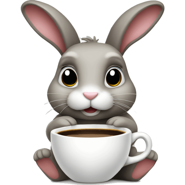 Bunny drinking coffee emoji