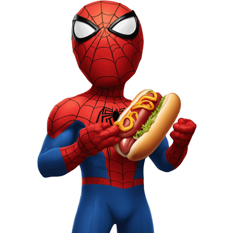 Spider-Man eat a hot dog emoji