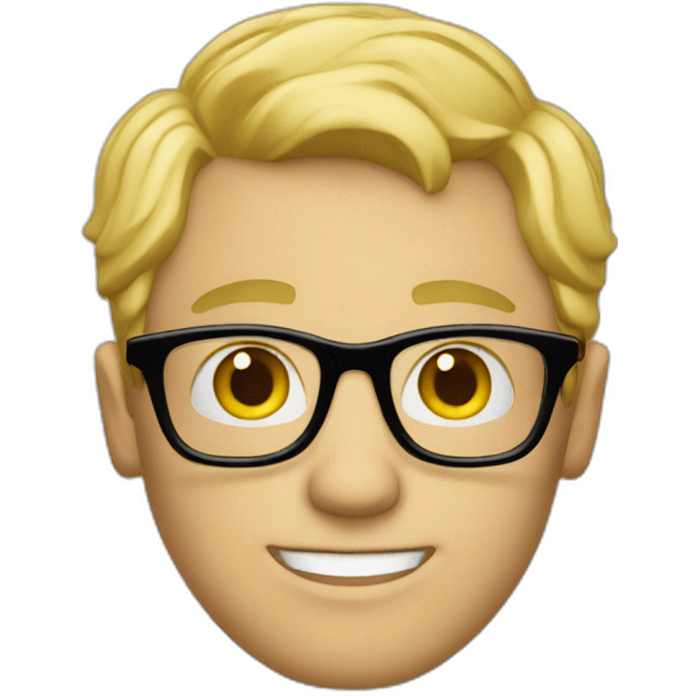 Blonde man with glasses behind notebook emoji