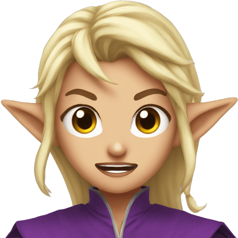 enraged angry, Noble female Elf with Elf ears and blonde hair and purple robes emoji