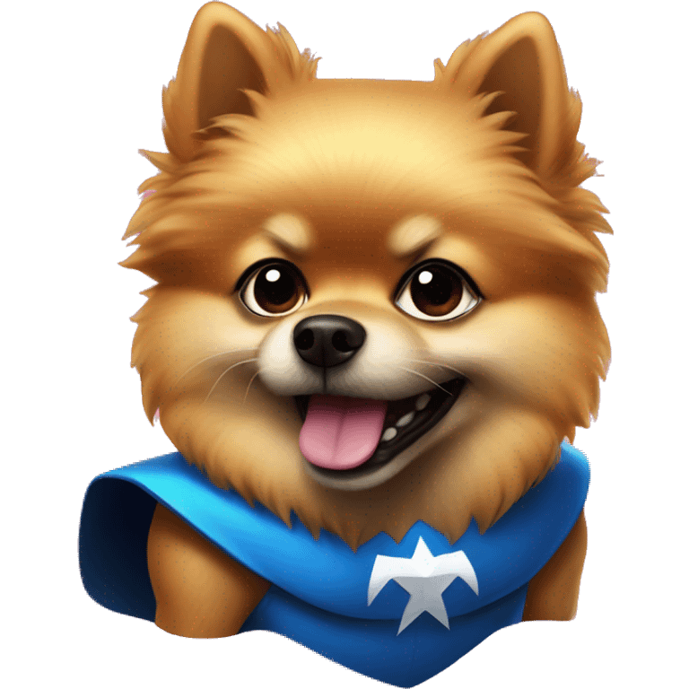 pomeranian in superhero suit emoji