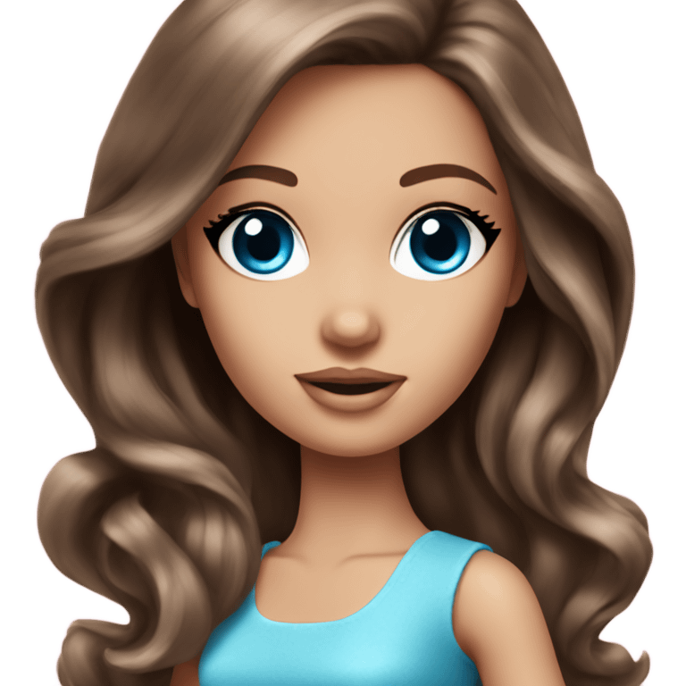 blue-eyed brown haired barbie girl white emoji