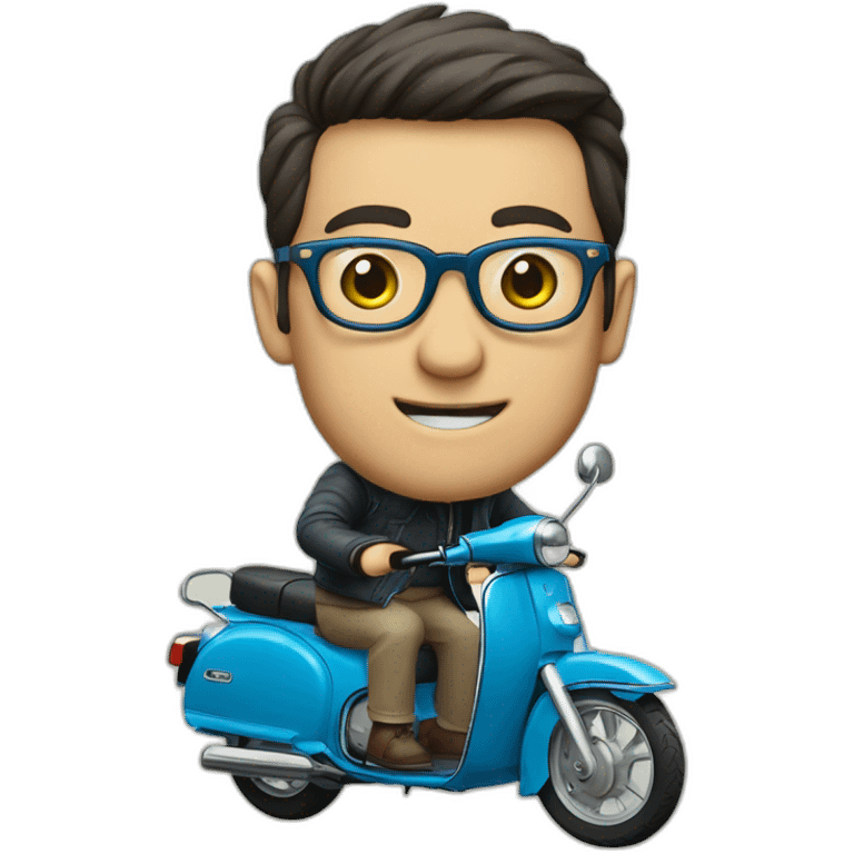 men with glasses over honda c90 blue cian emoji