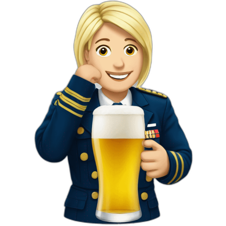 Marine lepen avec une bière emoji