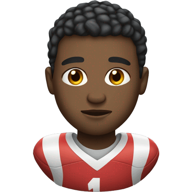 black man with short hair and skin fade in football shirt emoji