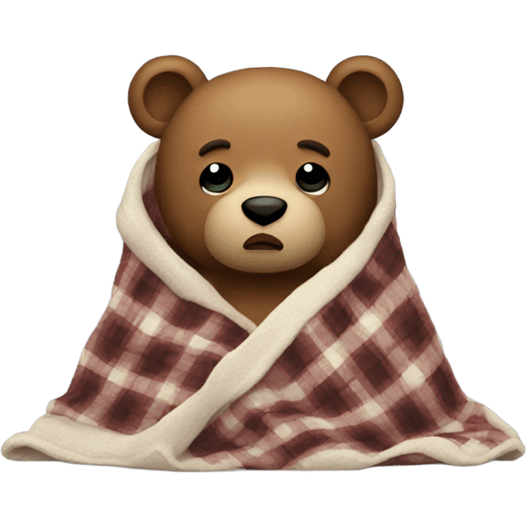 Sad bear in a plaid blanket  emoji