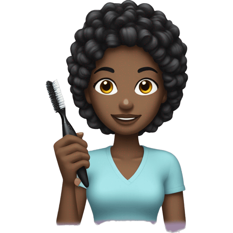 Black hair girl with a lashbrush on her hand emoji