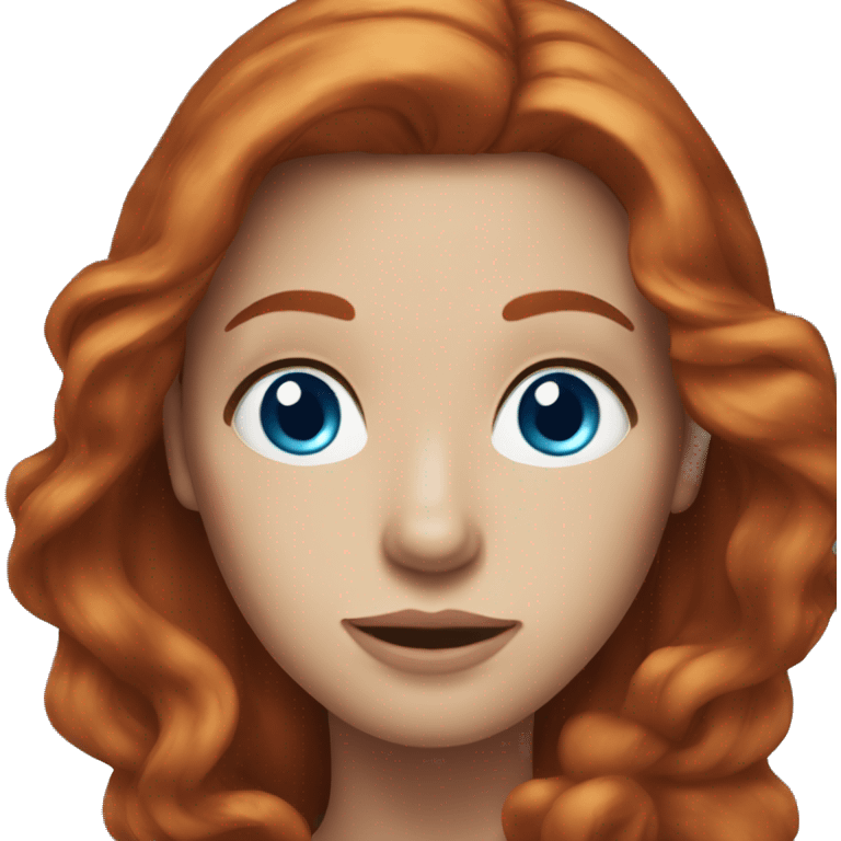 Redhead woman  with long hair blue eyes freckles emoji