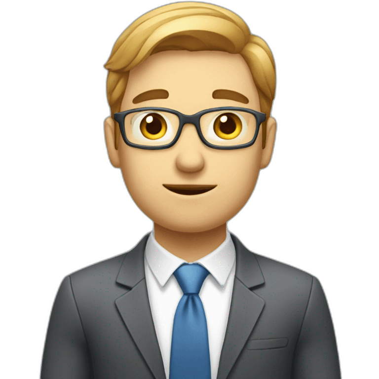 Office guy looking at charts with smart face expression  emoji