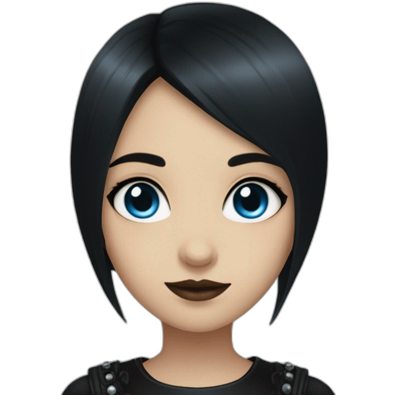 black hair and blue eyes girl wearing gothic clotes emoji