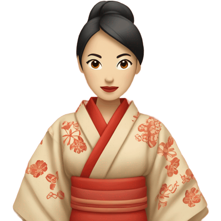 kimono red beige emoji