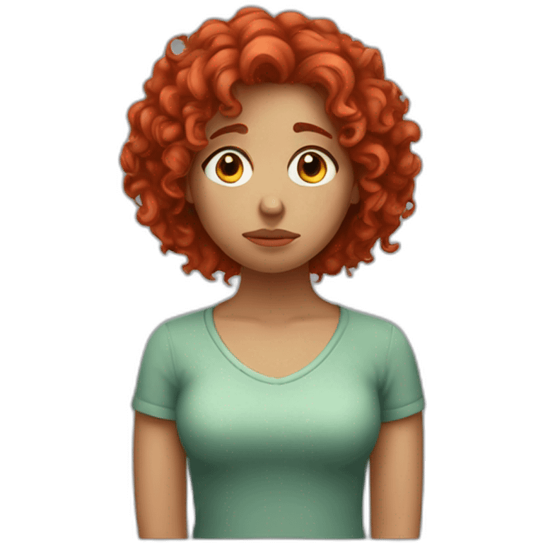 female with red curly hair feeling sad emoji