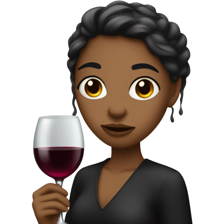 Girl with runny mascara and a wine glass emoji