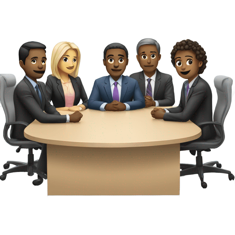 5 people business meeting sitting at a table emoji