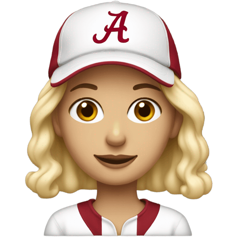 Blonde women wearing Alabama sweatshirt and hat  emoji