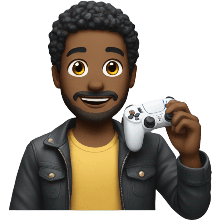 A guy playing ps5 emoji