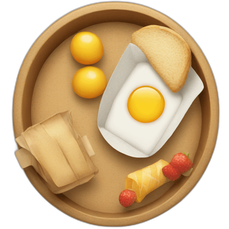 hand holding a tray with food in it emoji