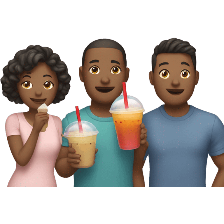 Two couples drinking bubble tea emoji