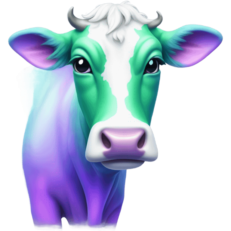 an aurora-colored milk cow emoji