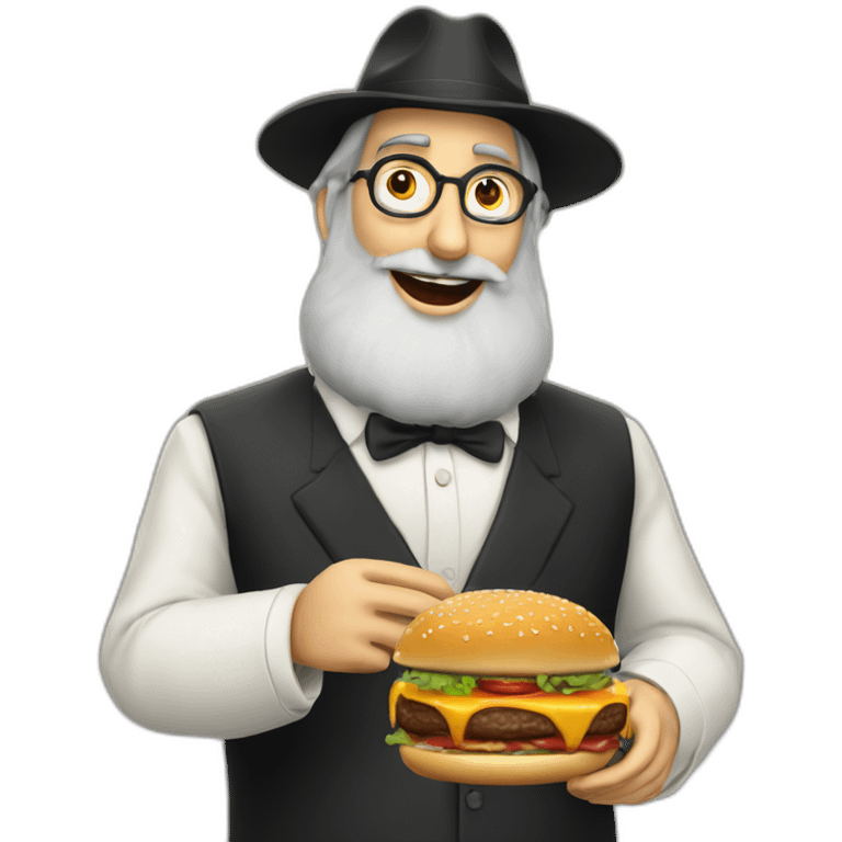 rabbi loubavitch eating a burger emoji