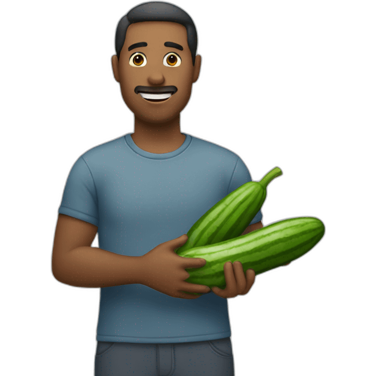 Man holding cocumber emoji