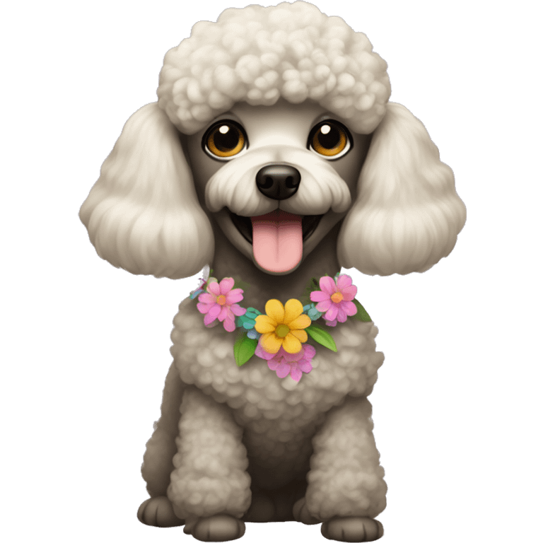 Poodle wearing a flower collar  emoji