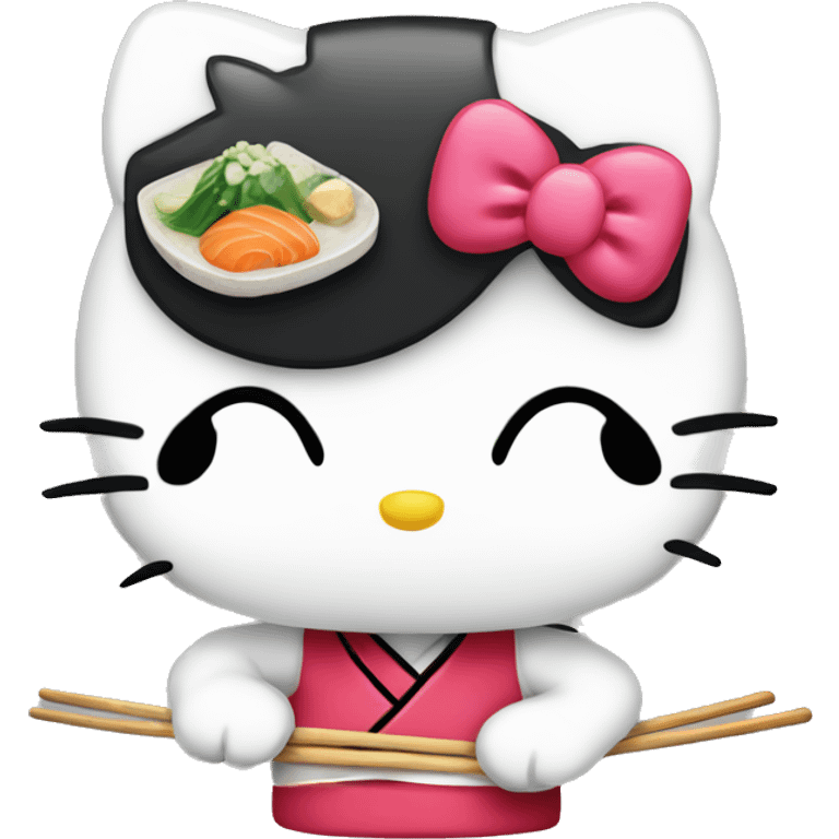 Hello kitty eat sushi  emoji