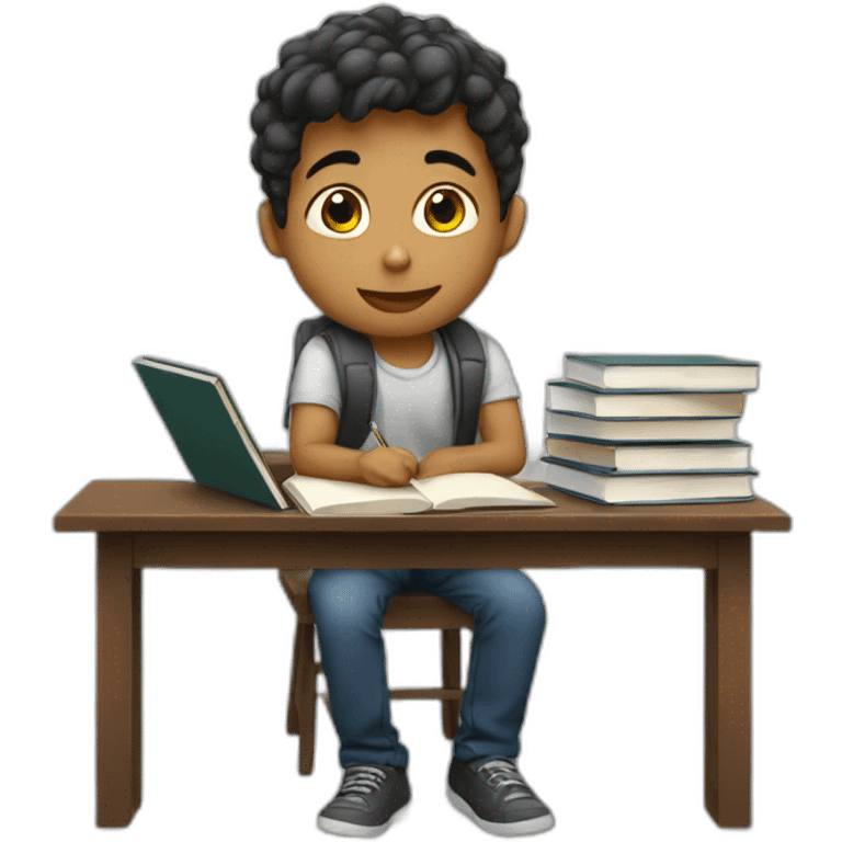 a boy studing emoji