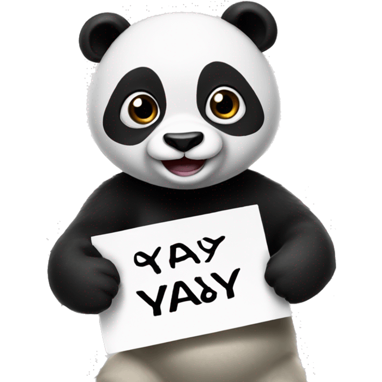 Panda holding a sign that says YAYY emoji