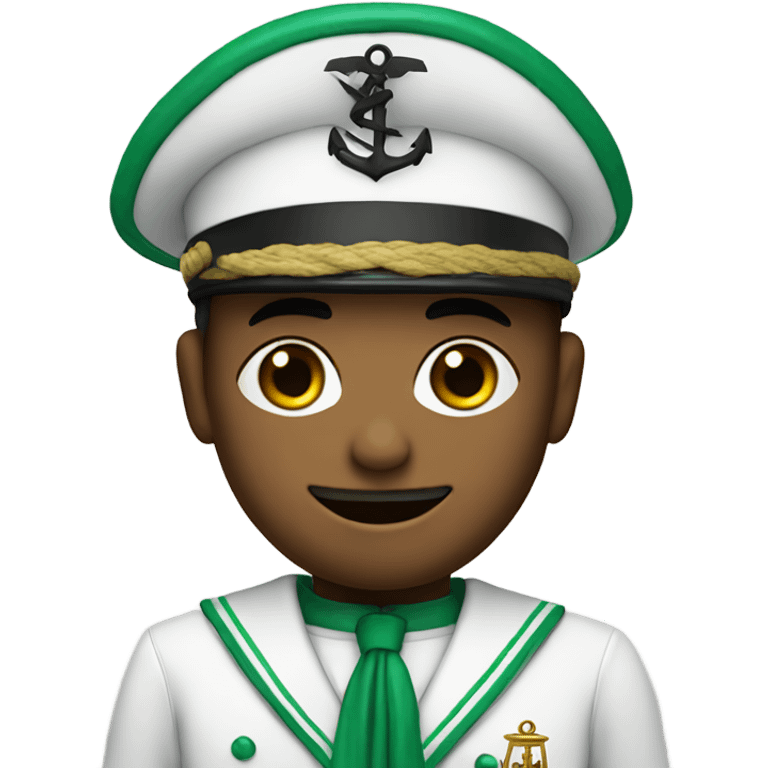 Sailor wearing a white and green sailor outfit with his hat having the Greek letters Delta sigma and phi written on it  emoji