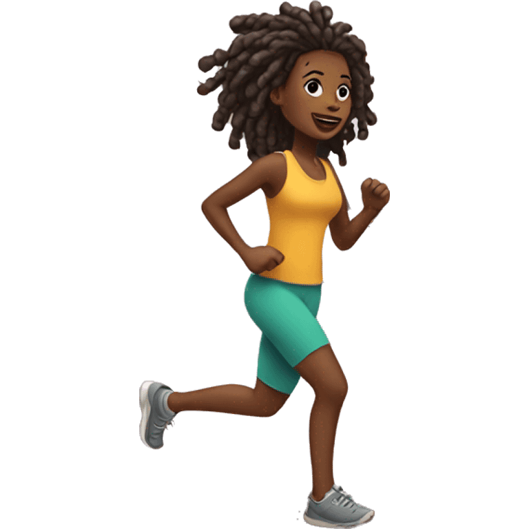 Black girl with locs running on treadmill emoji