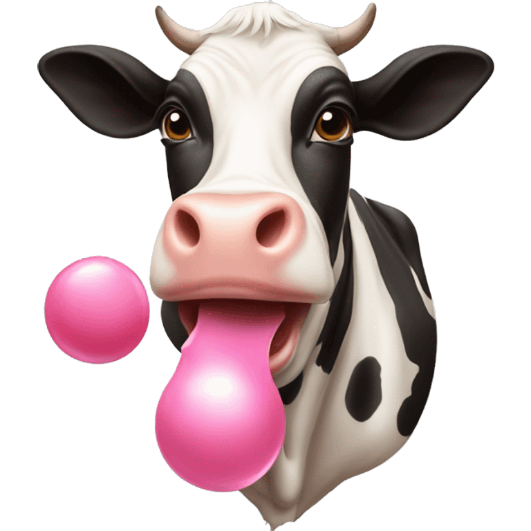 A cow thats chewing bubblegum emoji