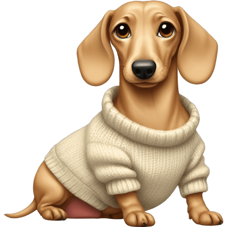 cream dachshund in a sweater emoji