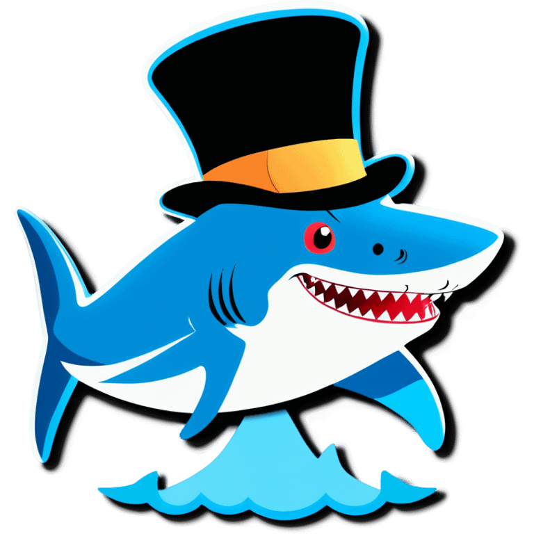 Shark with a top hat emoji