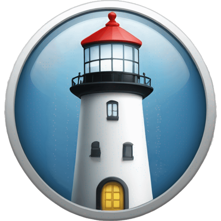 phare à l'intérieur d'une loupe emoji