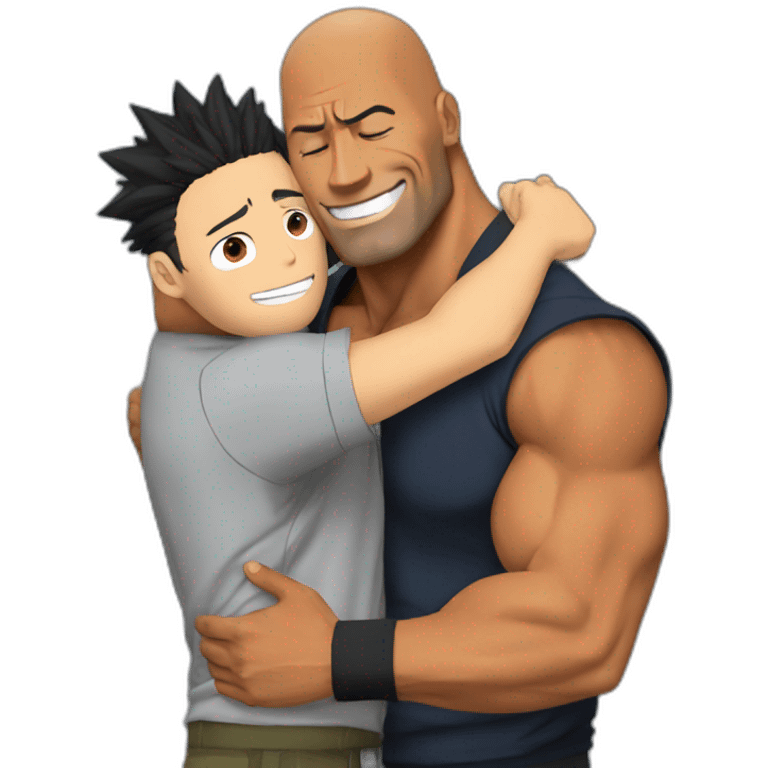 Naruto hugging Dwayne Johnson emoji