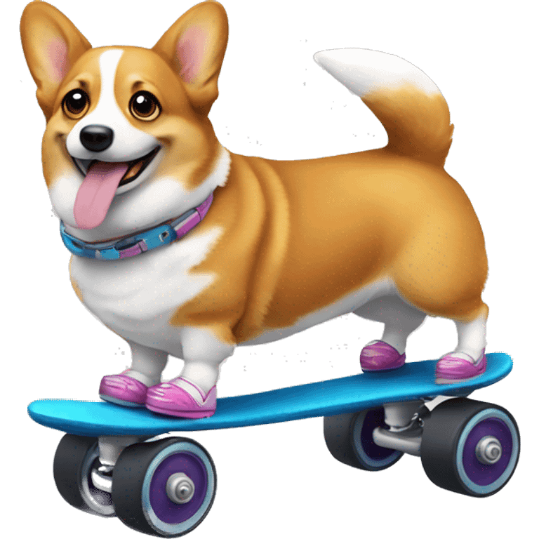 corgi on roller skates  emoji