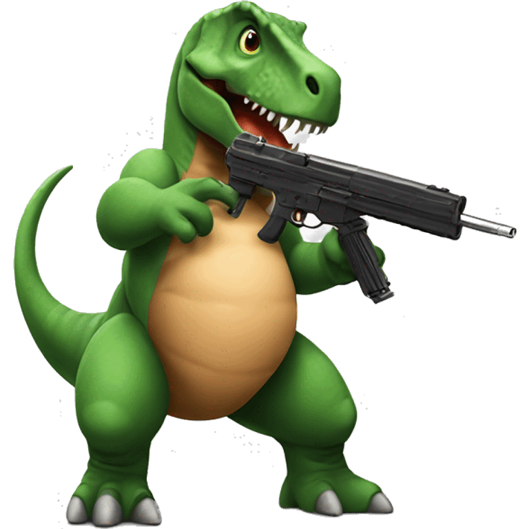 dinosaur with a gun emoji