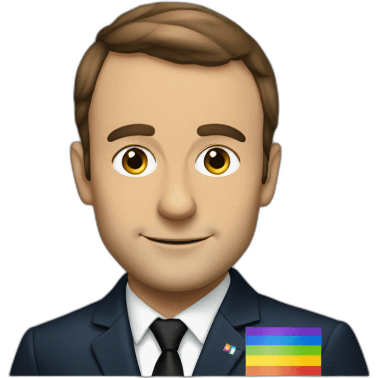 Emanuel Macron with a lgbt flag emoji