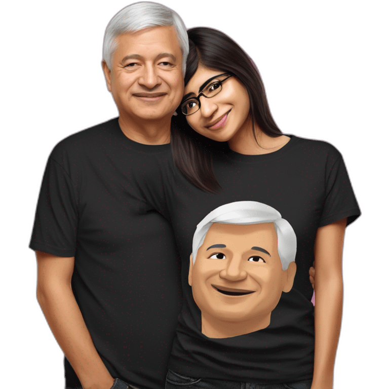 Mia khalifa neckline tshirt hugging to Andres Manuel Lopez Obrador fronted emoji