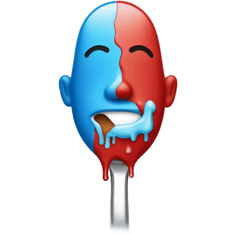 Red man leaking blue water out of his nose and sugar spoon emoji