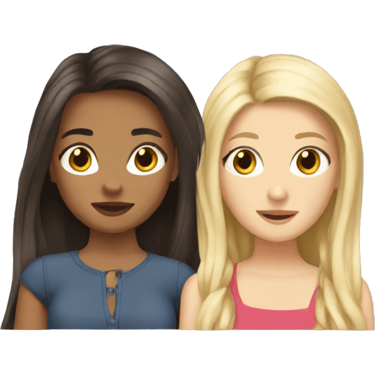 Blonde and brunette best friends emoji