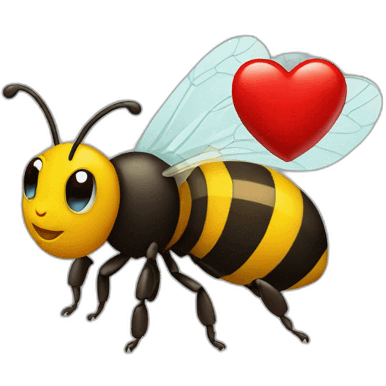 Bee with a red heart emoji