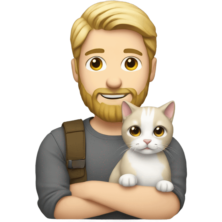 blonde bearded guy holding a gray/white cat emoji