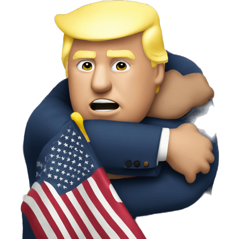 President Trump hugging a flag emoji