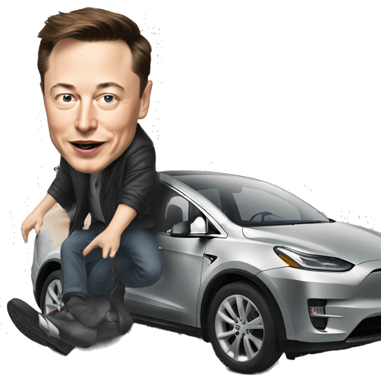 Elon Musk stepping on a car break pedal emoji