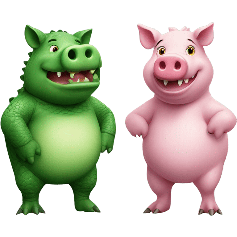 Pig and crocodile emoji