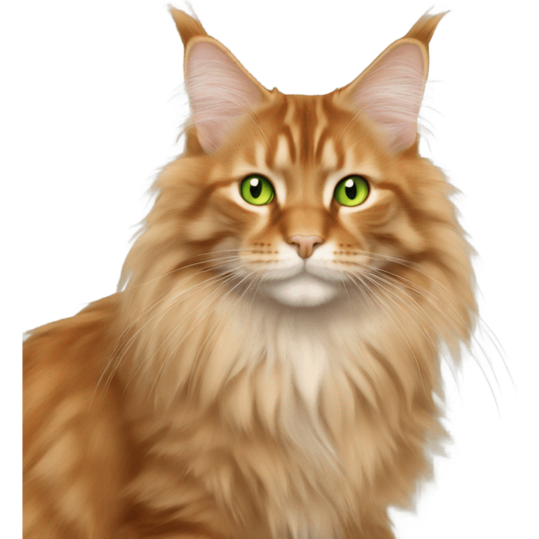 full shot of a Orange Maine coon with light green eyes emoji