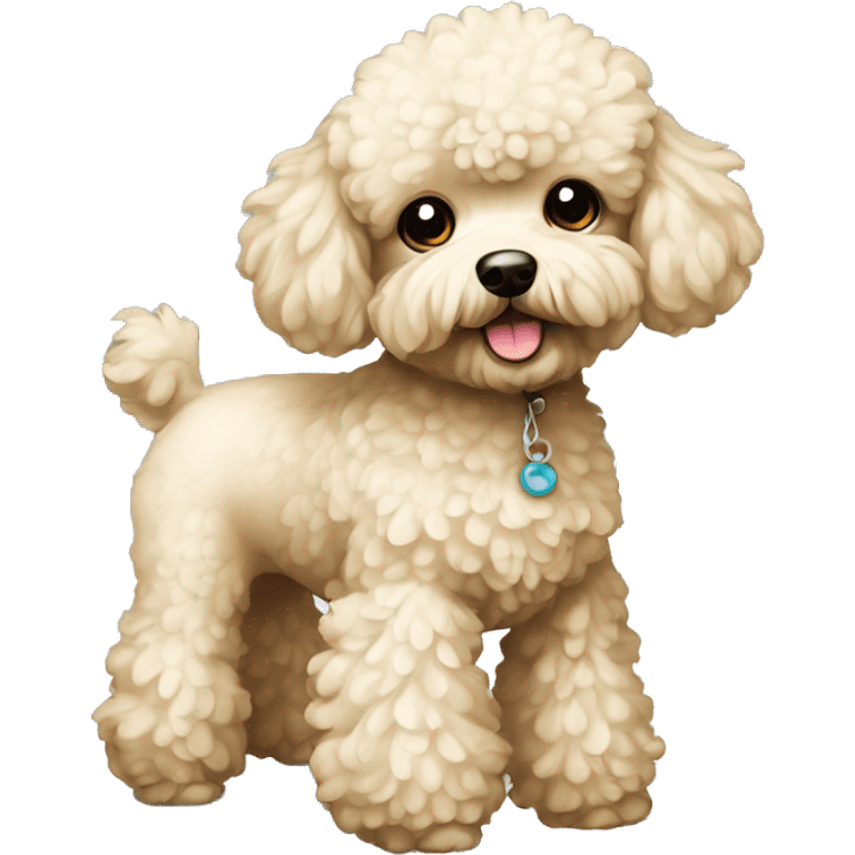 Scruffy cream toy poodle emoji