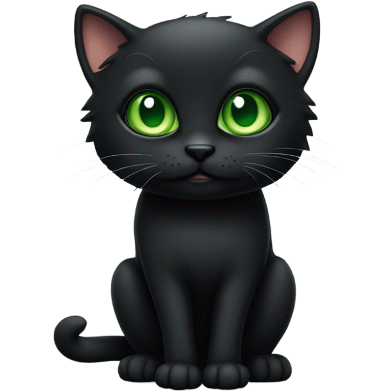 Black cat with green eyes and short tail  emoji